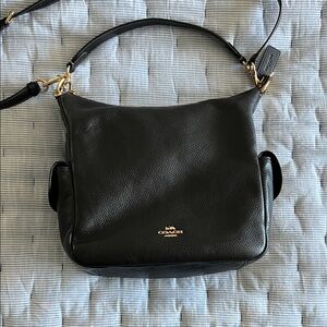 Coach Black Pebbled Leather Crossbody/Shoulder Bag with Gold Hardware